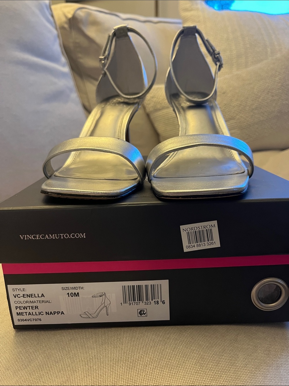 Vince Camuto Enella Metallic Ankle-Strap Heels - Picture 2 of 6